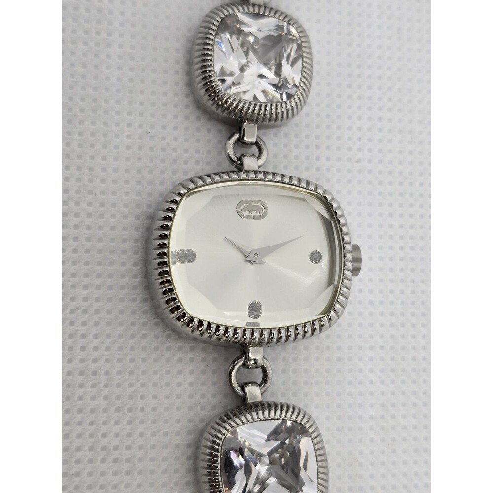 Women's Ecko Unltd Rectangle Silver Tone Crystal Rhinestone Bracelet Watch 04 - Picture 7 of 10